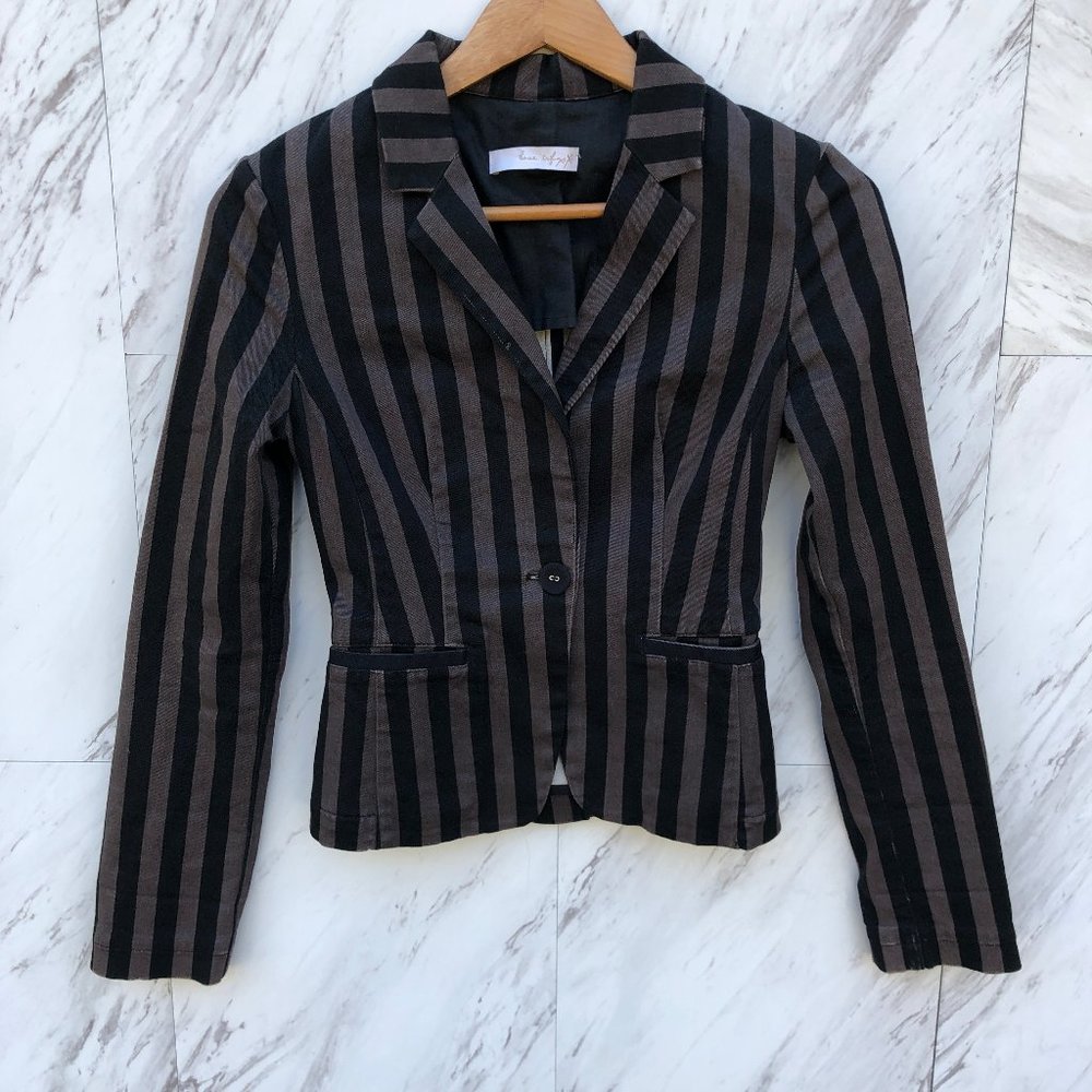 Love Trf Woman's Brown And Black Striped Jacket